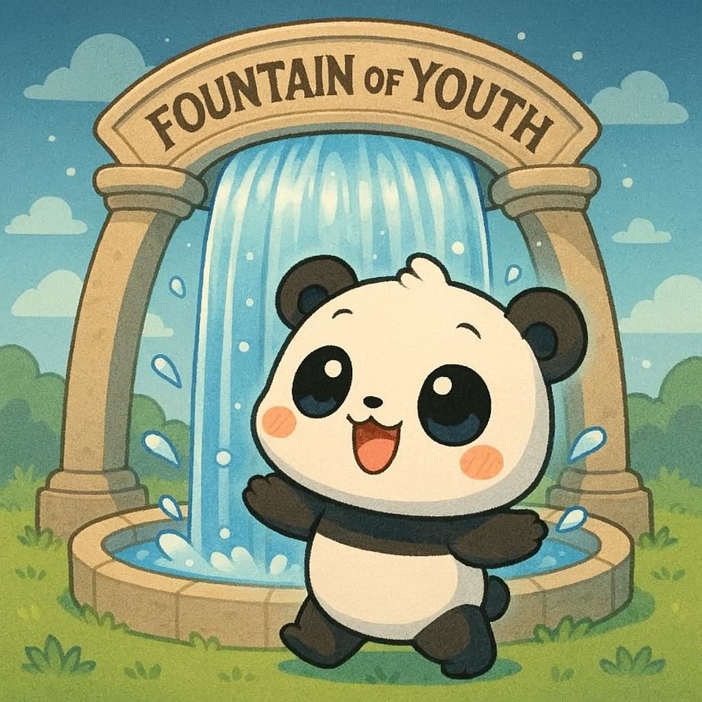 Panda dans la fontaine de Jouvence